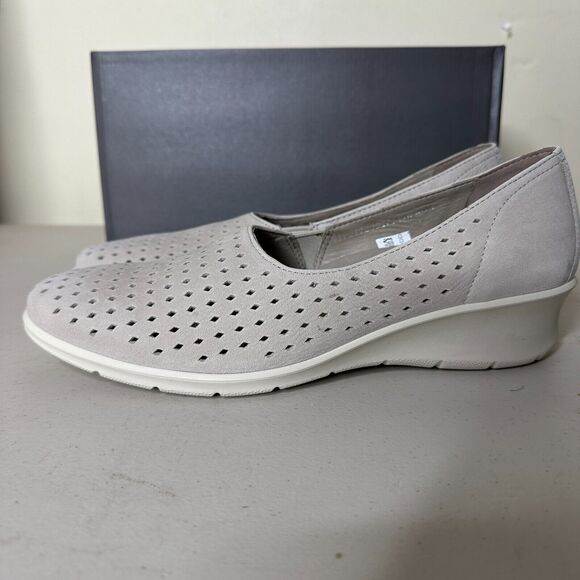 Ecco Felicia Slip On Wedge Loafers Gravel Gray Women's 10-10.5/EU 41 NWB Comfort - Picture 1 of 9